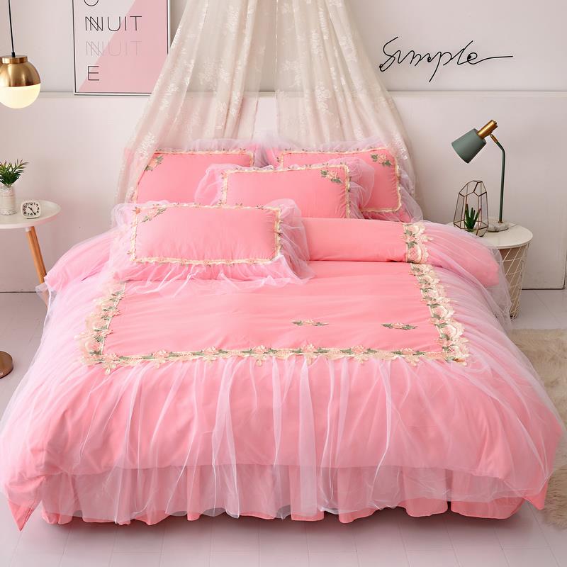 高档网红少女心件套床裙款韩版公四风双人主被蕾丝床裙床套单床上