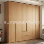 原木色全实小木橡木顶免拉手衣柜简约代一门到卧室家用OOW户现型