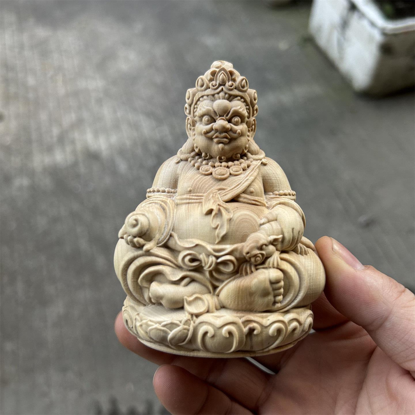 正宗小叶黄杨木雕黄财神摆件手工雕刻家居客厅桌面装饰工艺品礼品