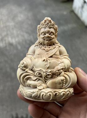正宗小叶黄杨木雕黄财神摆件手工雕刻家居客厅桌面装饰工艺品礼品