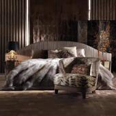 允馨意式 轻奢罗伯特布艺床现代简约主卧褶皱双人大床高端铆钉床