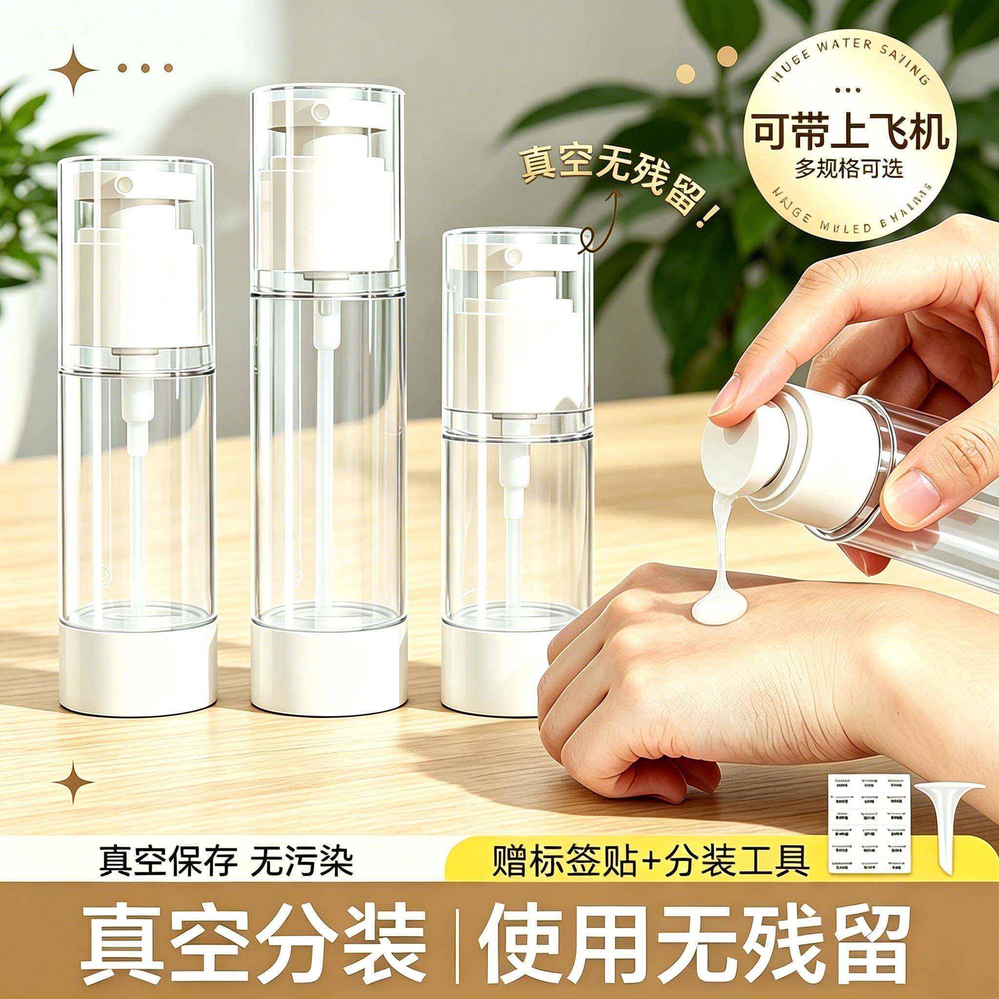 分装瓶真空按压式旅行便携面霜护肤品粉底液爽肤水卸妆精油喷雾瓶