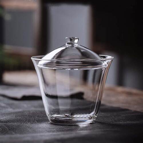 玻璃盖碗玻璃泡茶盖碗大号高硼硅加厚玻璃泡茶碗干泡盖碗茶杯