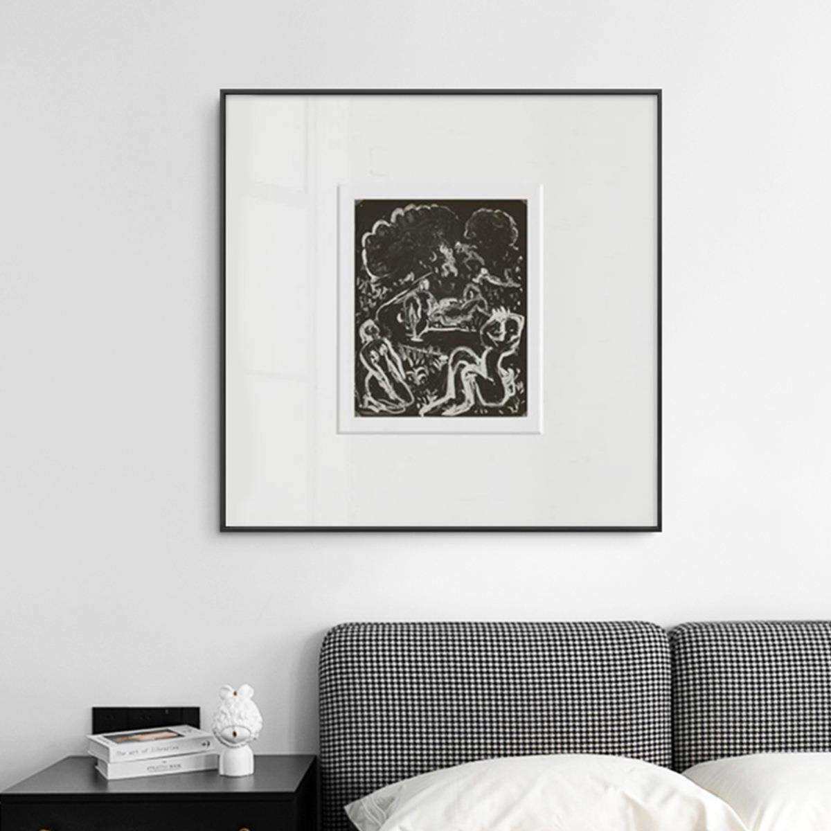 亨利马蒂斯线描速写装饰画卡纸小众文艺样板房民宿现代黑白灰挂画