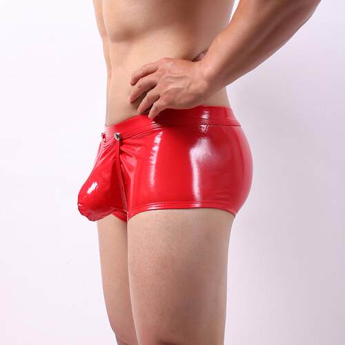Men's faux leather underwear, patent leather, shiny