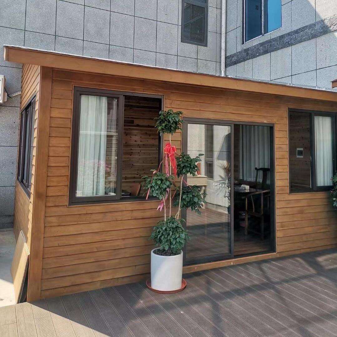 防腐木小木屋阳光房实木房子户外庭院茶室民宿木屋植物水培房花园