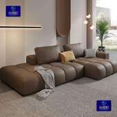 无品牌 像素沙发客厅猫风爪布皮奶油现代简约直排小型单户人 意式