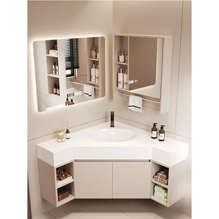 定做蜂窝铝智能浴室柜组合三角岩板洗手池台盆柜墙转角柜洗漱脸盆