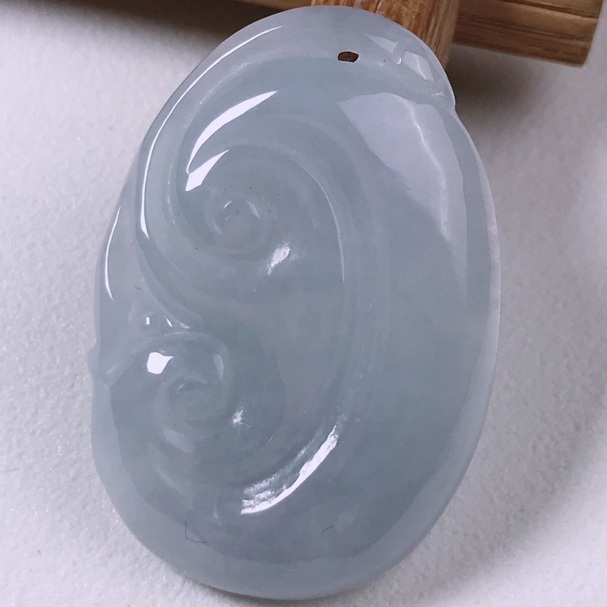 天然缅甸翡翠玉吊坠男女正品水润细腻淡紫吉祥如意吊坠5.68g