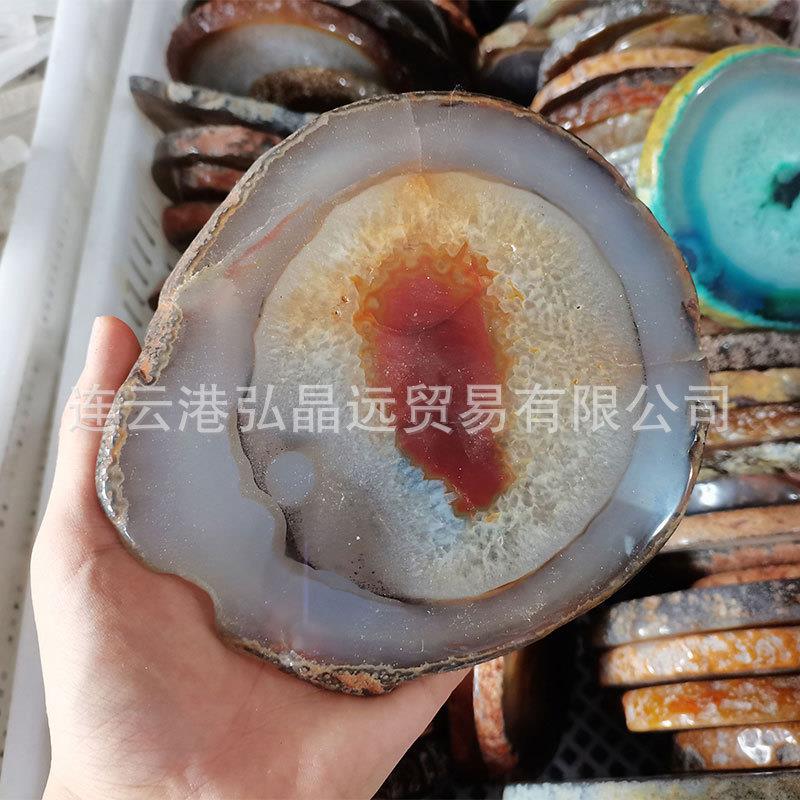 弘晶远水晶 天然玛瑙切片 大块玛瑙玉髓原石切片原石随形摆件