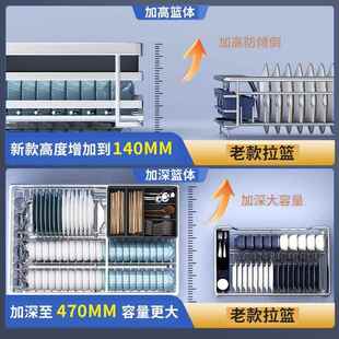 厨0房4不钢缓锈冲轨抽屉内双层调料拉篮开门橱柜置物收589纳碗碟