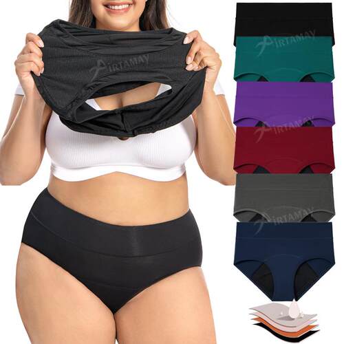 4Pack Womens Plus Size High Waisted Cotton Briefs XL5XL