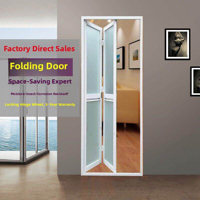 钛镁合金卫生间折叠门推拉门长虹玻璃门厕所隔断有轨折叠门无下轨