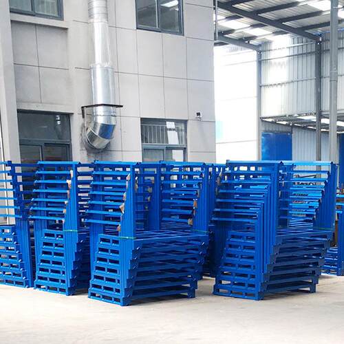 可套叠收纳正立式巧固架移动式货架两面进叉三面围栏钢制堆垛架