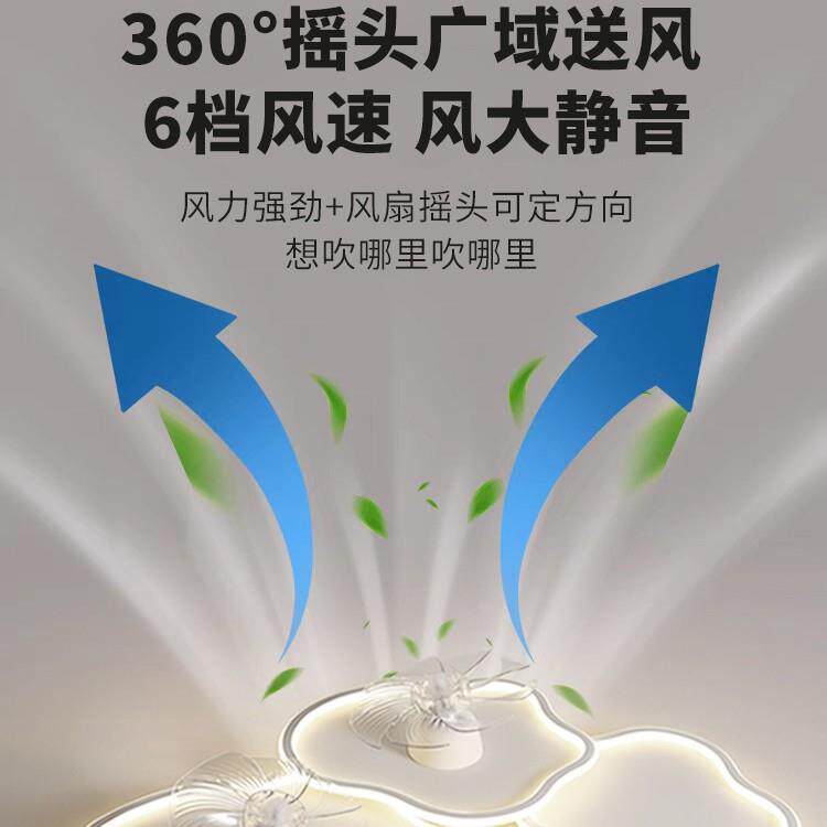 2025新款风扇灯客厅灯带风扇吸顶灯摇头电风扇一体智能卧室灯套餐