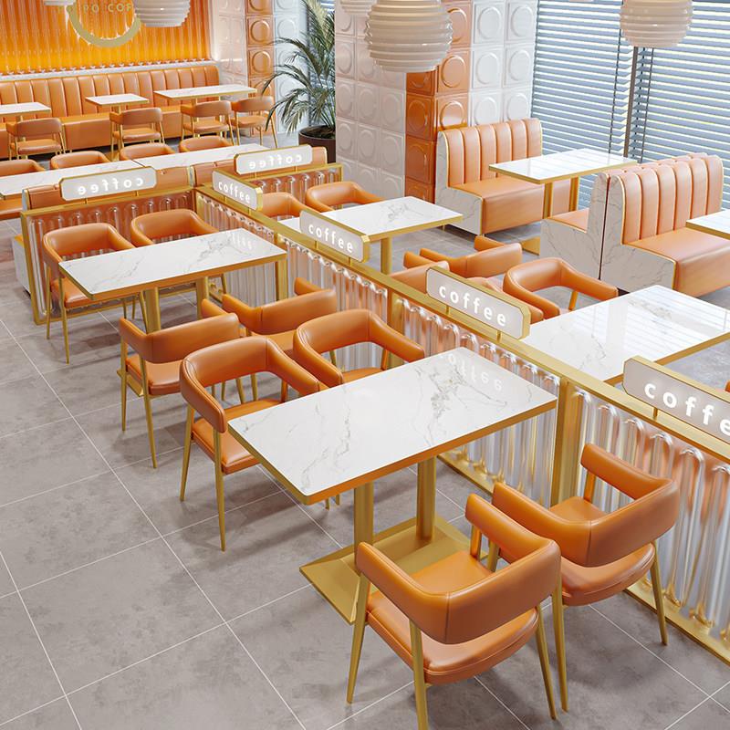 咖啡西餐厅卡座沙发轻奢清吧奶茶甜品汉堡蛋糕店靠墙网红桌椅组合