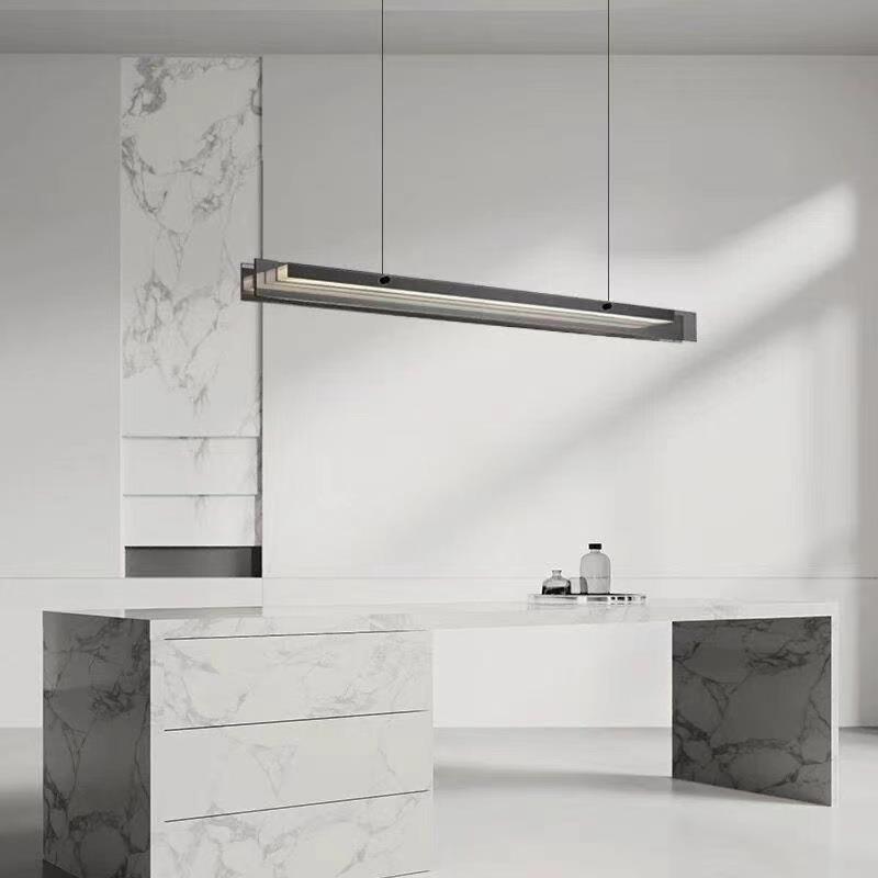 式极简轻奢全828台光意谱一字玻璃餐师厅灯现代设计岛吧台吊灯蜡