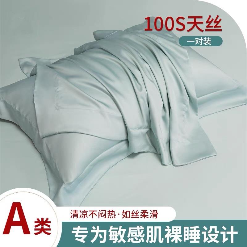 热门四季100支天丝枕套夏季凉爽冰丝真丝枕头套48x74cm枕巾