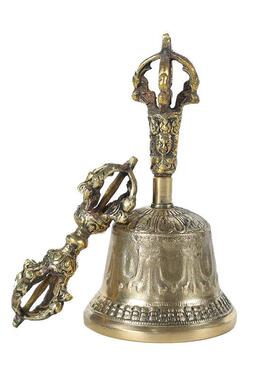 黄铜金刚铃杵手摇铃碰钟法铃民族乐器尼泊尔铜铃摆件金刚铃杵一套