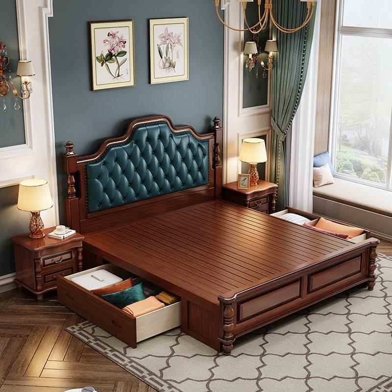 式实HGR木床现代简约轻奢主次卧.8米双人床.5m欧式高11靠美背储物