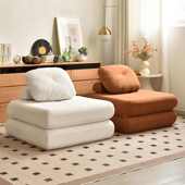 模块单人豆腐块沙发床沙发热卖 两用 客厅 小户型l 可折叠奶油