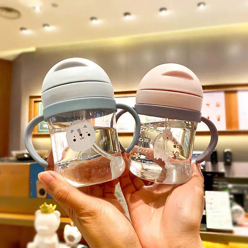 儿童喝水杯宝宝吸管杯防呛婴儿手柄水瓶耐摔不漏学饮水杯子250ml