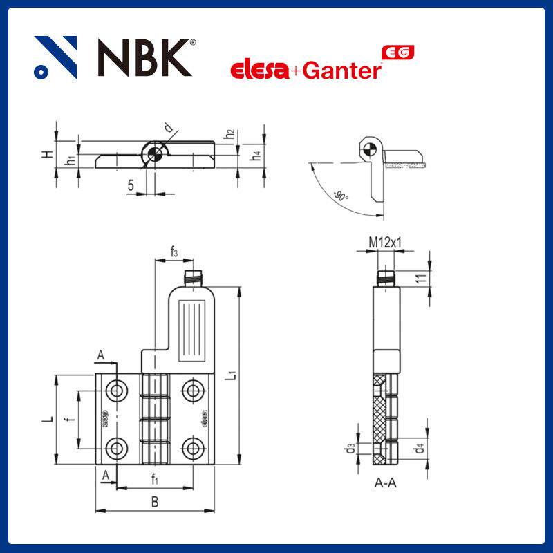 NBK ELESA CFSQ-C-A-D-EA 带内置安全开关铰链 超级高科技聚合体