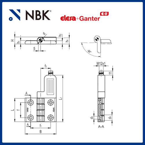 NBK ELESA CFSQ-C-A-D-EA 带内置安全开关铰链 超级高科技聚合体