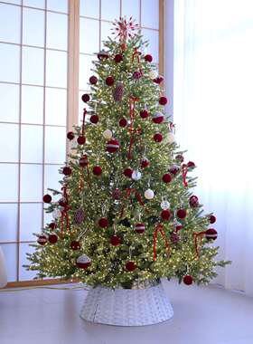 新款纯pe圣诞树装饰场景家用圣诞节布置橱窗装饰红色系圣诞树套装