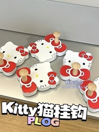 kitty猫卡通挂钩创意，无痕粘钩木质强力粘钩免打孔衣帽装饰挂钩