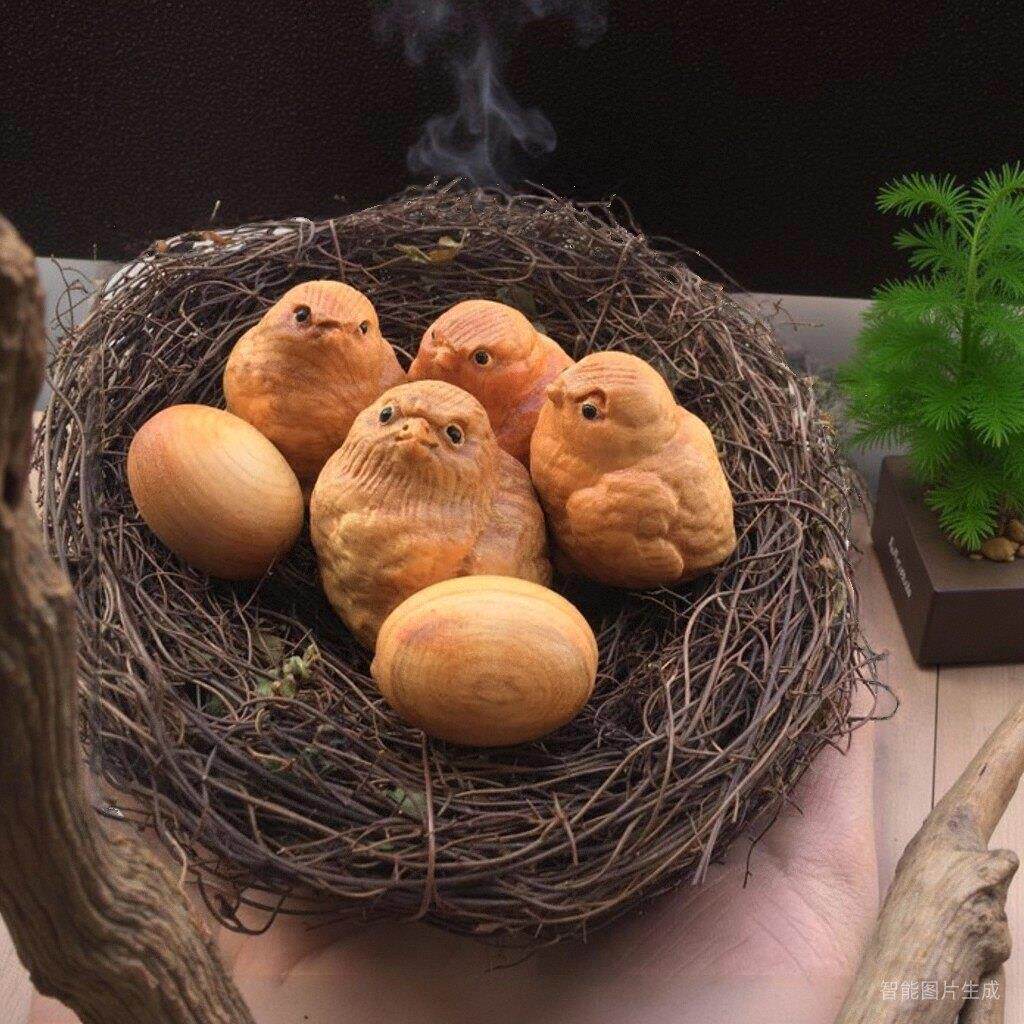 崖柏木小鸡鸡蛋摆件手工雕刻木质工艺礼品摆饰创意儿童礼物手把件