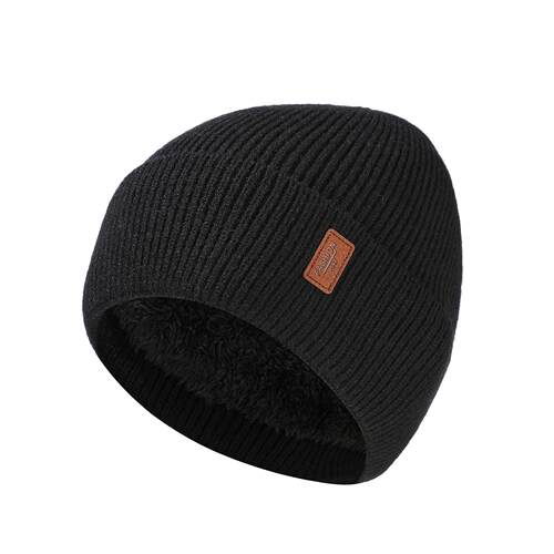 BIGWIG men's knitted plush lined beanie hat elastic and