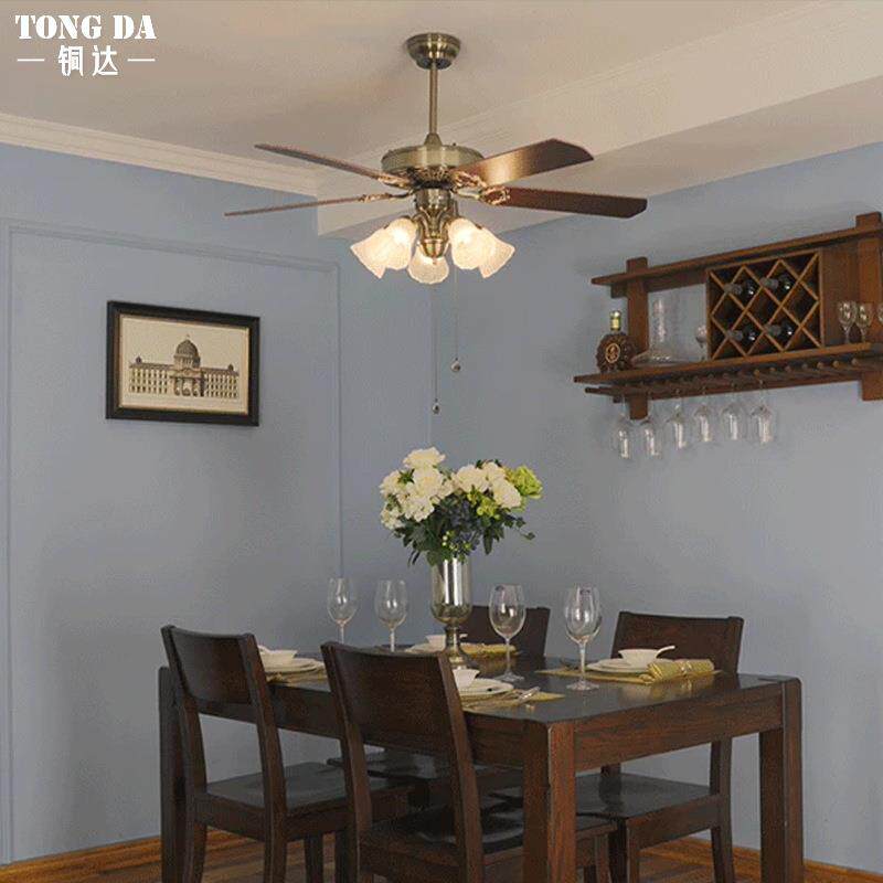 美式餐厅风扇灯欧式简约饭厅客厅吊扇灯复古饭店卧室房间主吊灯具