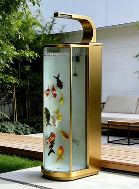 天坛水阳台不锈钢鱼池花箱金属流水摆件室外露台庭院水景瀑布