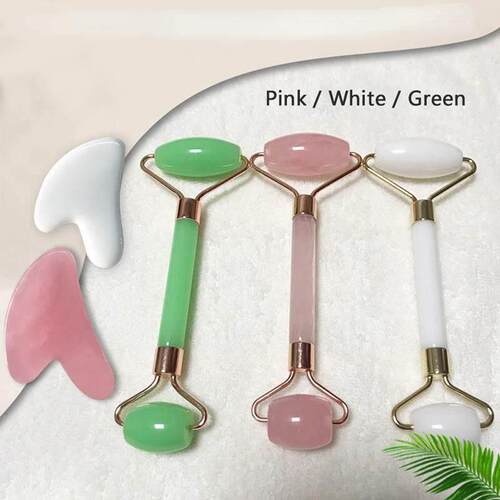 2pcs/set Face Spa Massager Neck Roller Gua Sha Scraper Board