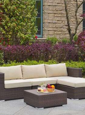 外户外沙沙发庭院休闲三人藤合编发组阳台室藤沙发茶几阳光房DYO