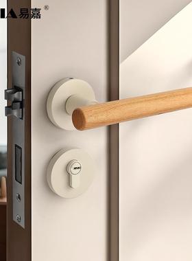 奶油风中白色卧室门锁室音内58F71静磁吸房门手古风家用分体房间