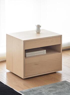 coconordic|woods现代哑光黑色胡桃原木色可选北欧简洁卧室床头柜