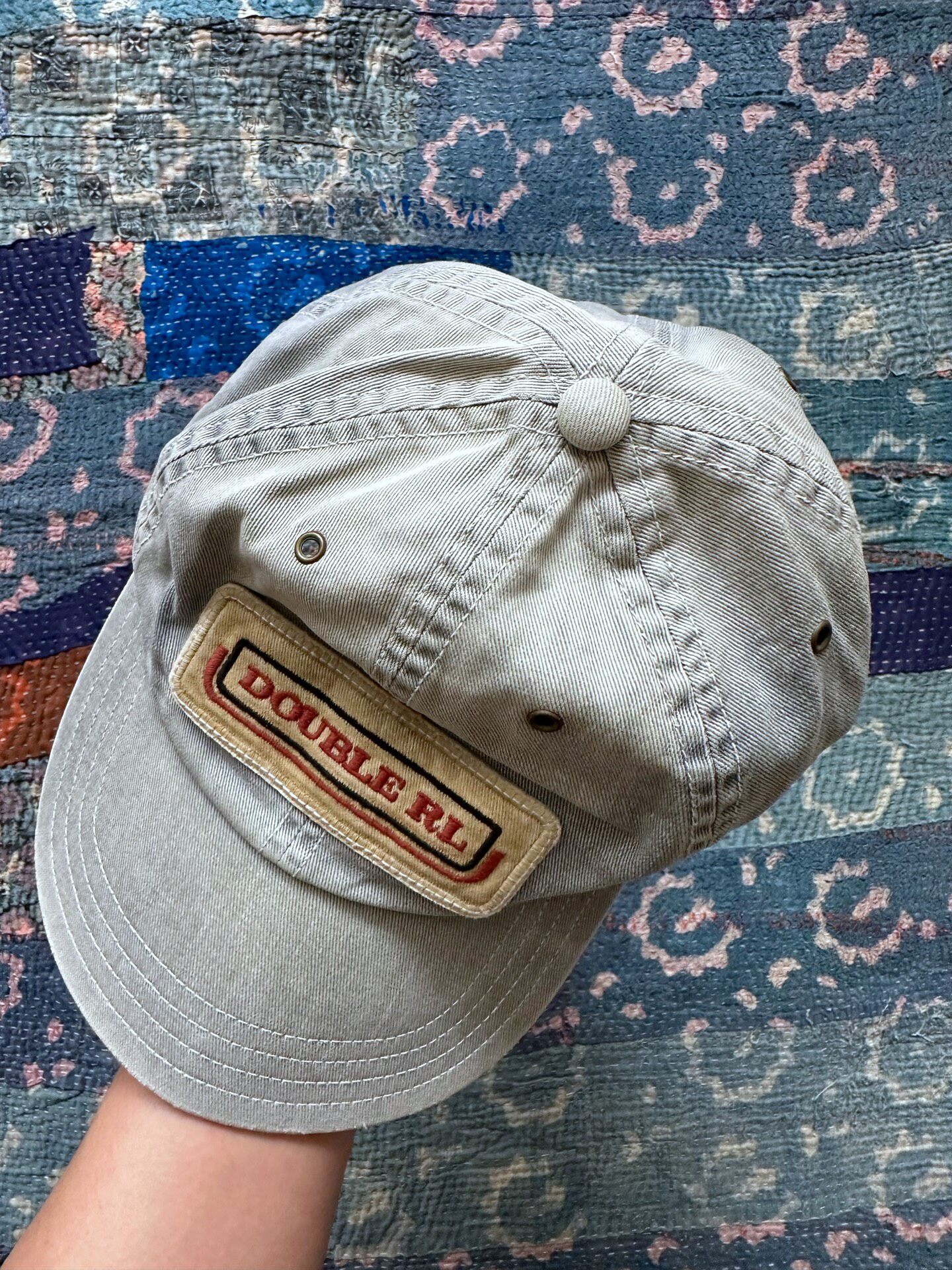 Double RL Washed Distressed Baseball Cap — front