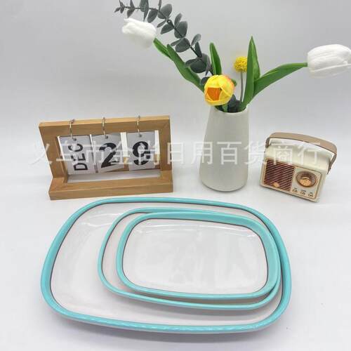 Melamine two-color square plate, plastic snack and cold dish