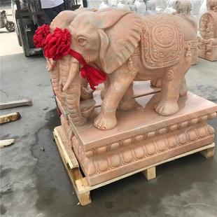 石雕大象一对汉白玉小象门口家用石头象门墩摆件