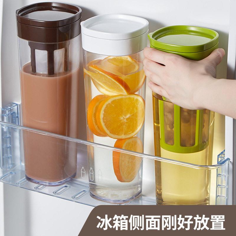 家用冷萃壶带过滤网凉水壶密封旋转出水 冰箱果汁多功能冷藏水壶