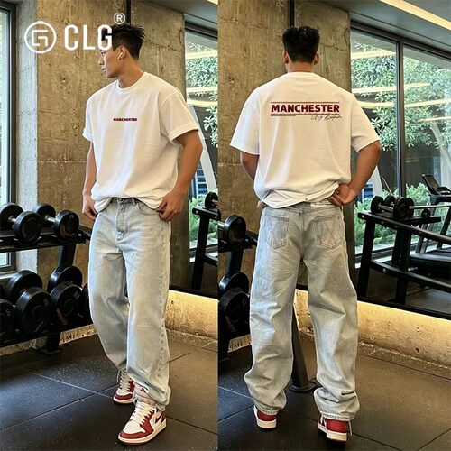 香港CLG潮牌美式cleanfit短袖t恤男夏季重磅纯棉街头休闲百搭上衣