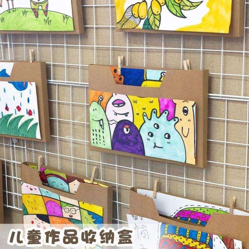 幼儿园美术美工区环创材料作品收纳盒展示故事墙面教室走廊装饰