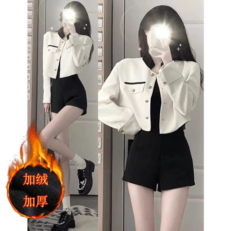 黑色毛呢短裤女秋冬加绒高腰西装打底美式辣妹显瘦外穿冬季热裤子