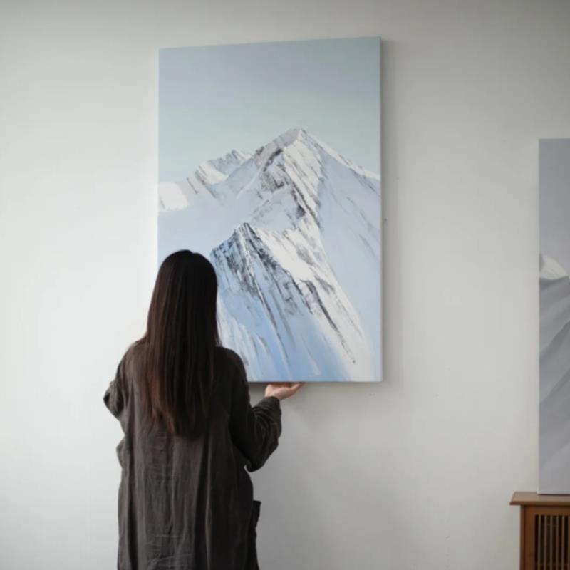 雪山白色治愈系装饰画小众风景客厅饭厅卧室现代简约大气墙壁挂画