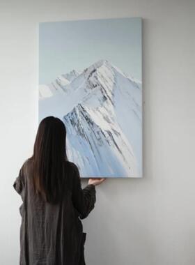 雪山白色治愈系装饰画小众风景客厅饭厅卧室现代简约大气墙壁挂画
