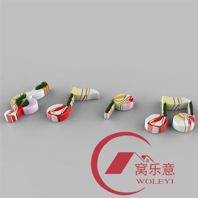 户商场大型687美座椅乐音符号创意休闲椅外广场彩绘陈长椅学校公