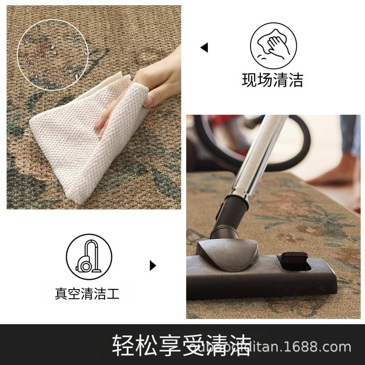 亚麻客厅地毯防滑地垫TPE背衬可折叠地垫入户门吸水垫