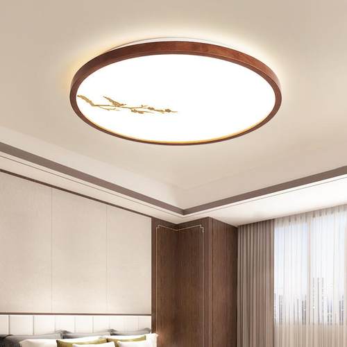 新中式全光谱护眼无品牌/吸灯创意黑胡桃客木色大气中顶古风卧室